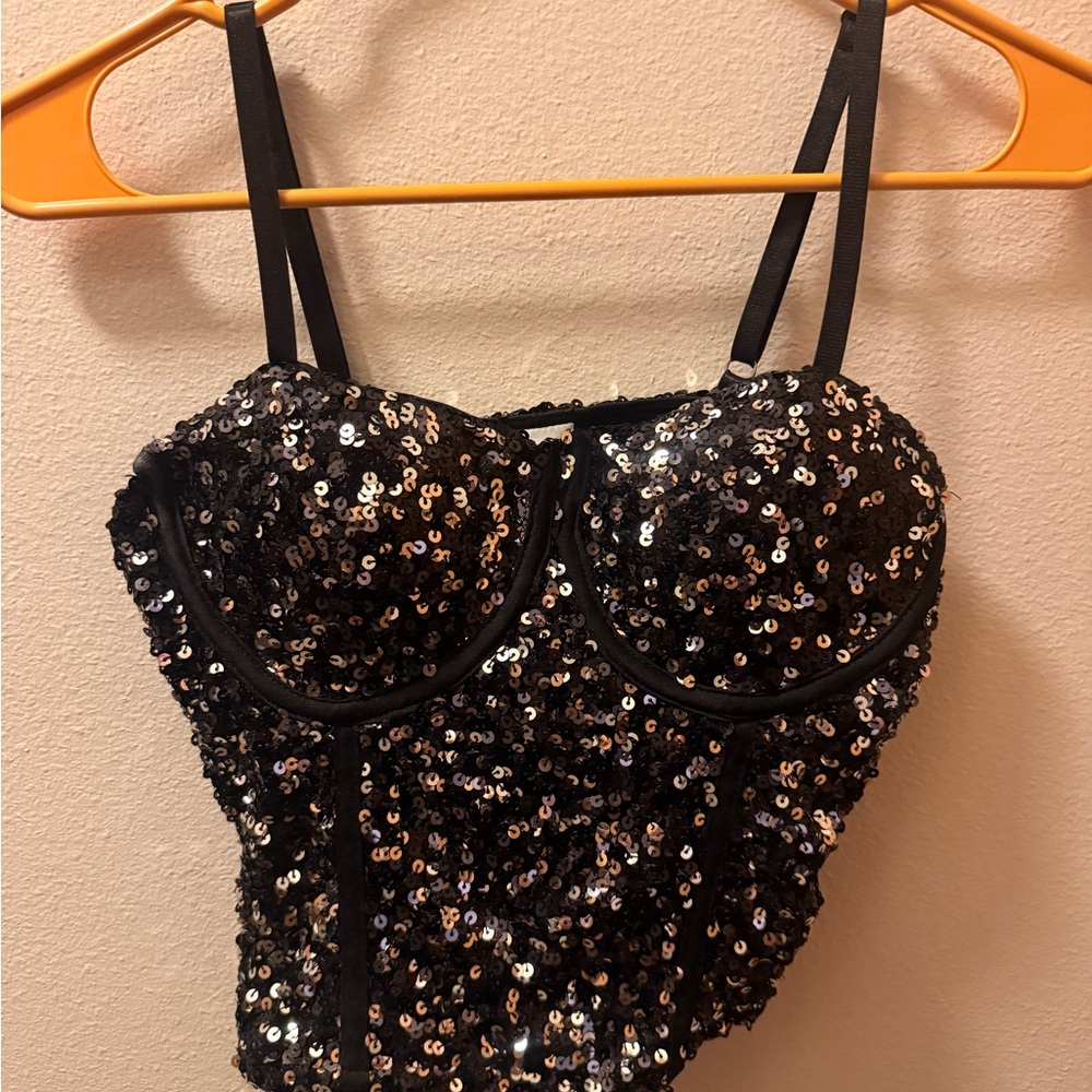 No Boundaries Black Sequin Top
